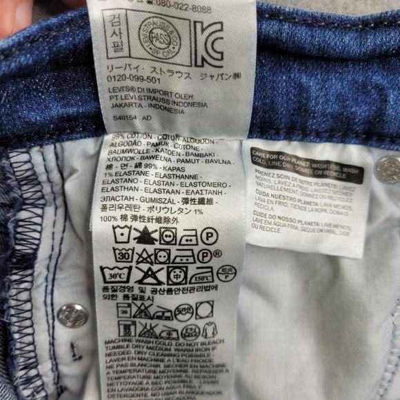 Womens Levis Capris Size 6 Blue Cuffed Stretch Cotton Straight Leg Mid Rise - Picture 15 of 15